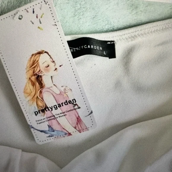 PrettyGarden Cream Asymmetrical Wrap Pencil Skirt Women’s Small NWT Midi - Picture 3 of 12